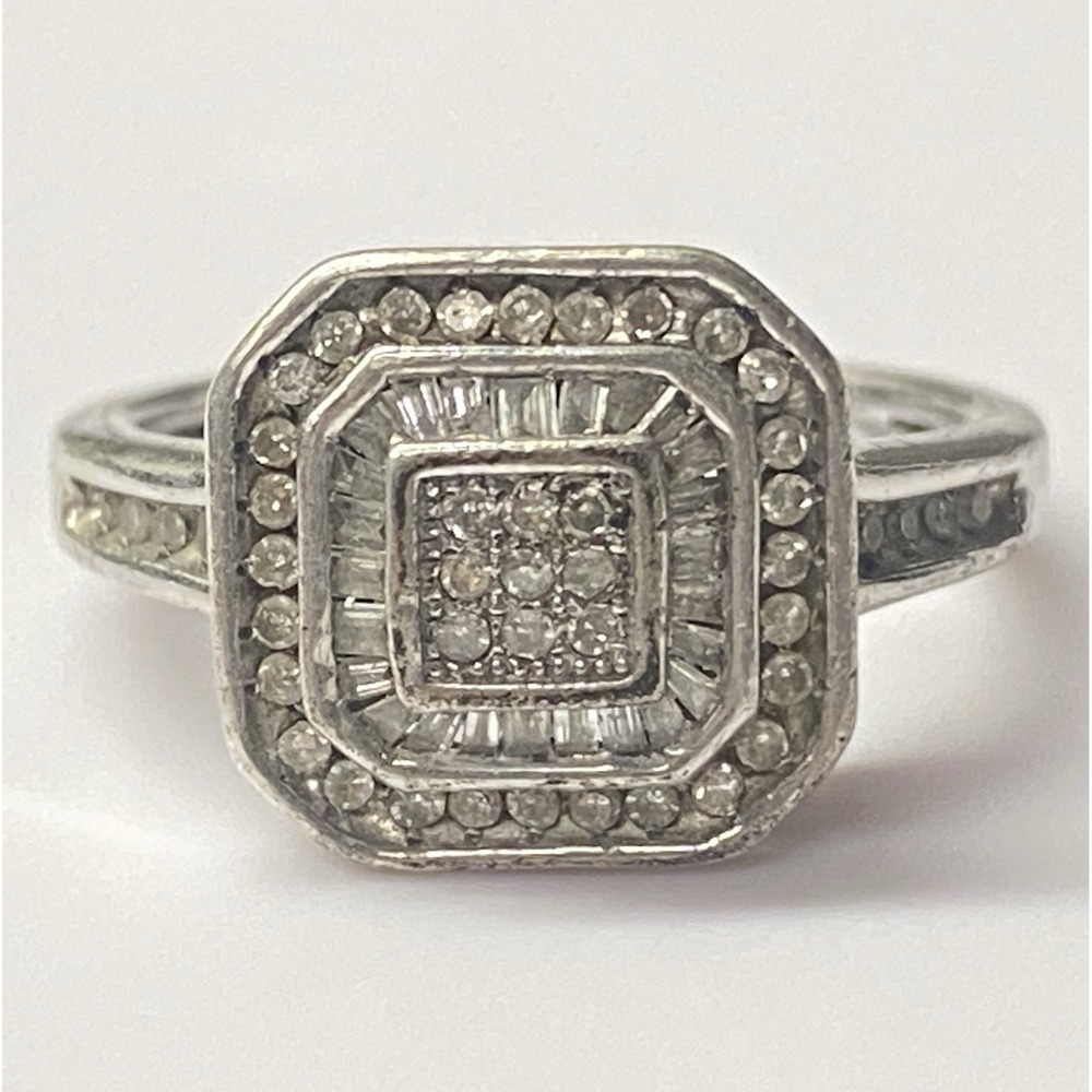 JWBR 925 Sterling Silver Diamond Ring Sz 6.25